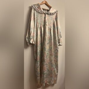 Vintage Aria Floral Satin & Fleece Nightgown | Romantic Cottagecore LARGE